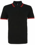 Asquith & Fox polo shirt (AQ011) in black with a red trimmed collar and sleeve edges.