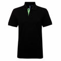 Asquith & Fox AQ012 polo shirt in black with a distinctive green top button.