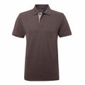 An Asquith & Fox AQ012, brown polo shirt featuring short sleeves and a buttoned collar.