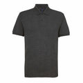 The AQ015 shirt by Asquith & Fox is a plain, dark gray polo with short sleeves and a folded collar. It includes a two-button placket on the front, offering a simple, classic design.