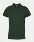 An Asquith & Fox AQ020 short-sleeve polo shirt in dark green, featuring a collar and button placket, displayed against a plain white background.
