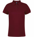 The AQ020 by Asquith & Fox is a plain burgundy polo shirt with short sleeves, a collar, and two buttons at the top.
