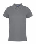 An Asquith & Fox AQ020 plain gray polo shirt featuring short sleeves and a button-up collar.