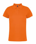 Asquith & Fox's AQ020 features a bright orange short-sleeve polo shirt with a classic collar and two buttons on the placket, displayed against a white background.