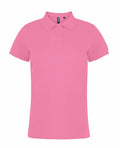 The Asquith & Fox AQ020 is a polo shirt in a vibrant pink color, featuring short sleeves, a collar, and a buttoned placket, set against a white backdrop.