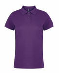 Introducing the AQ020 by Asquith & Fox, a stylish polo shirt in plain purple. This shirt features short sleeves and a collar with a buttoned placket, offering a smooth and slightly fitted design. It is displayed against a white background.