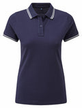 Asquith & Fox AQ021 polo shirt in navy blue with white trim on the collar and sleeves.