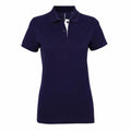 The AQ022 by Asquith & Fox is a navy blue short-sleeve polo shirt featuring a classic collar and buttoned placket, prominently showcased against a plain white background. This shirt offers a tailored, fitted look.