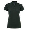 The AQ025 from Asquith & Fox is a dark green polo shirt featuring short sleeves, a collar, and three buttons.