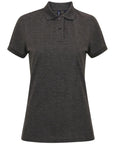 The Asquith & Fox AQ025 is a plain dark gray polo shirt with short sleeves and a three-button collar, showcased against a white background. This shirt features a simple, classic design.