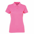 The AQ025 by Asquith & Fox is a plain pink polo shirt with short sleeves, a collar, and buttons down the front, presented against a white background.
