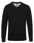 Asquith & Fox AQ042 black v-neck sweater with long sleeves, displayed on a plain white background.
