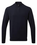 The AQ048 by Asquith & Fox is a black zip-neck sweater featuring long sleeves and ribbed cuffs, showcased on a plain white background.