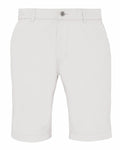 Introducing the AQ051 shorts by Asquith & Fox: These light gray, knee-length shorts feature a button and zipper closure, side pockets, and boast a clean, tailored design.