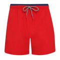Asquith & Fox's AQ053 swim shorts in red feature a blue waistband and a black-and-white drawstring.