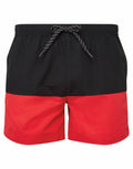 Asquith & Fox AQ056 swim shorts in red and black, featuring a drawstring waistband.