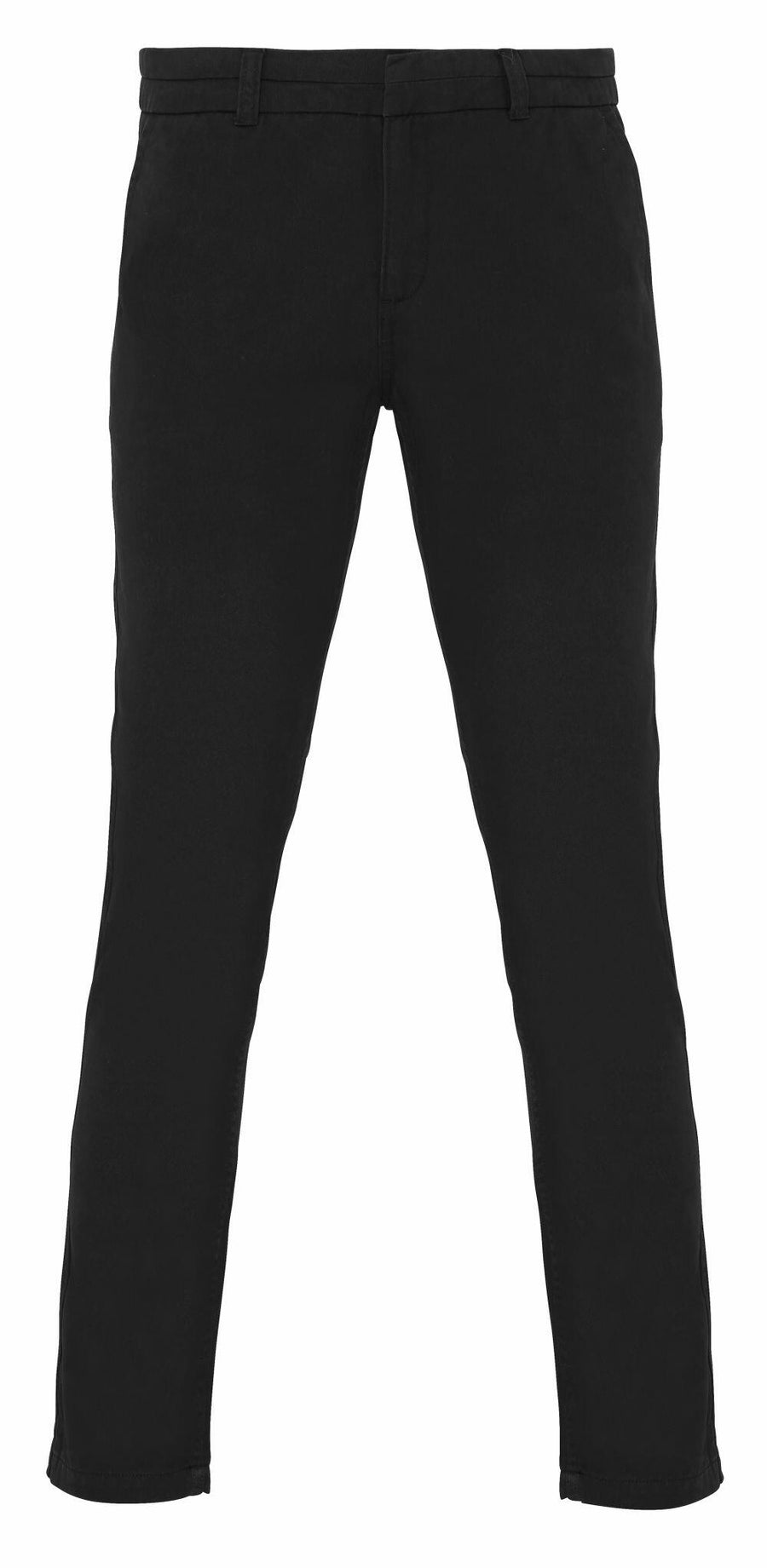 Asquith & Fox AQ060 black pants featuring belt loops and straight legs, showcased on a white background.