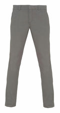 The AQ060 trousers from Asquith & Fox are featured against a simple white background. They are a pair of olive green trousers with a straight-cut fit and belt loops, showcasing an understated design.