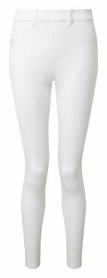 The Asquith & Fox AQ062 white skinny jeans are showcased against a plain background, highlighting front design features such as pockets and seams. These jeans are designed to have a fitted appearance all the way down to the ankles.