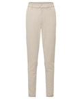 Beige chinos featuring straight legs, belt loops, a front zip, and a fitted waistband, shown on a white background.