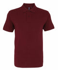 Asquith & Fox AQ082 maroon polo shirt featuring short sleeves and a buttoned collar, shown against a white background.
