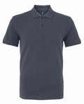 A plain dark gray polo shirt, brand Asquith & Fox, model AQ082, featuring short sleeves, a classic collar, and a three-button placket is displayed against a white background.