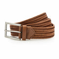 The AQ903, a brown braided leather belt featuring a silver buckle, is presented against a white background, made by Asquith & Fox.