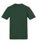 A solid dark green T-shirt short-sleeved crew neck is displayed against a white background.