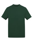 A solid dark green T-shirt product with short sleeves and a crew neck is displayed against a white background. The shirt features no visible logos, patterns, or text.
