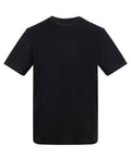 A classic black short-sleeve T-shirt top with a crew neck is shown against a white background, featuring a simple design with no visible logos or patterns.