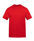 A T-shirts product in solid red is shown on a white background. It features short sleeves, a crew neck, and has no visible logos, patterns, or designs.