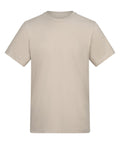 T-shirts in plain beige with short sleeves, front view on a white background, featuring no logos, designs, or visible branding.