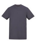 A solid dark grey, short-sleeve crew neck T-shirt from T-Shirts is displayed neatly against a white background, featuring no visible logos or designs.