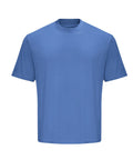 A short-sleeved, light blue T-shirts product with a crew neckline and no visible logos or designs is displayed on a white background.