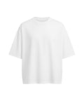 A plain white T-shirt short-sleeve crew neck tee with a loose, relaxed fit, shown on a white background and featuring no visible logos or designs.