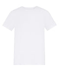 A plain white T-shirt short-sleeve is shown on a white background, featuring a classic crew neckline with no visible logos or designs.