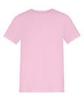 A plain, short-sleeved T-shirt in light pink with a classic crew neckline is shown against a white background. The design is simple, featuring no visible logos or patterns.
