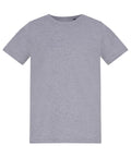 A light grey, short-sleeved crew neck T-shirt is shown against a white background. The T-shirt is plain with no visible logos, patterns, or designs.