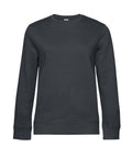 A plain, dark grey crewneck sweatshirt with long sleeves, ribbed cuffs and hem, shown on a white background. No visible logos or patterns.