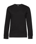 A black crewneck sweatshirt from Sweatshirts, featuring long sleeves, ribbed cuffs, and a ribbed waistband, displayed on a white background.