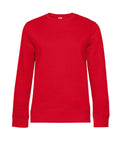 A plain red sweatshirt crew neck with long sleeves, displayed on a white background. The design is simple, with no visible logos or patterns.