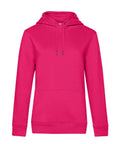 A bright pink Hoodies sweatshirt featuring a hood, front pocket, and drawstrings, shown against a white background.