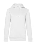 The Hoodies product is a plain white jumper featuring long sleeves, a front pocket, and adjustable hood drawstrings. Displayed on a white background.