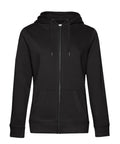 The product, named Hoodies, is a plain black zip-up hoodie featuring long sleeves, two front pockets, a drawstring hood, and a front zip. It is shown against a white background.