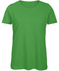 A plain green T-shirt from the B&C Collection's B118F series, featuring a round neckline and short sleeves, displayed against a white background.