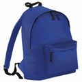 Discover the Bagbase B125J, a blue backpack featuring adjustable shoulder straps and a front zippered pocket, complete with a zippered closure for the main compartment.