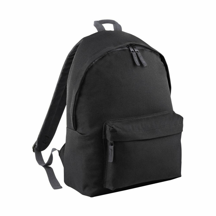 The Bagbase B125L, featuring a front zippered pocket and adjustable shoulder straps, is displayed against a white background.