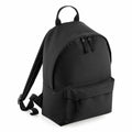 The Bagbase B125S black backpack features a front zippered pocket and adjustable shoulder straps, showcased against a white background.