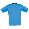 A plain B150B blue t-shirt from B&C Collection on a white background, viewed from the front, featuring short sleeves and a round neckline.