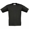 Displayed on a white background is the B150B T-shirt from B&C Collection, featuring a plain black design with a simple crew neckline and short sleeves.